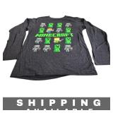 Long Sleeve Minecraft Creepers & Skeleton Shirt M