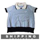 Polo Shirt Ribbed Knit Light Blue Heart Patch