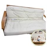 Futon Oak Wood Frame & White Mattress