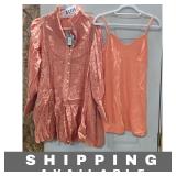 Long Sleeve Lace Shirts Peach Medium Set of 2