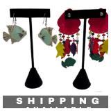 2 Dangling Earrings Multi Colored & Tropical Fish