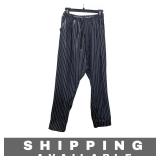 Pants Drawstring Pleated Striped Black White XL