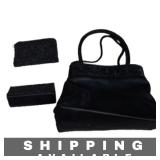 3 Black Beaded Eyeglasses Case, Purse & Handbag
