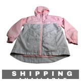 Hooded Rain Jacket Light Pink & Gray Size XS