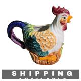 Figurine Country Rooster Ceramic Creamer Pitcher