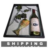 Metal Wall Decor Grapes, Wine Bottle & Glass