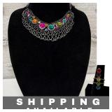 Rainbow Necklace and Ring 8 1/2 Lot of Two