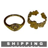 Ring Sunflower Signet Gold Tone Size 7