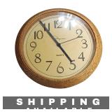 Wall Clock Ingraham Vintage Style Quartz Wood Tone