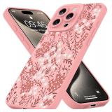 $18 Compatible for iPhone 15 Pro Case, Pink Flower