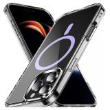 Clear Phone Case with Light Purple Metal Magnet Wi