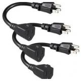 $18 3-Short Power Extension Cords 6inch - Black 3