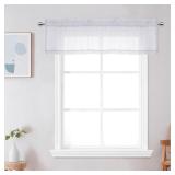 OWENIE Crushed Light Grey Sheer Curtains, Crinkled