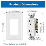 BESTTEN 2 Pack 15 Amp Decorator Receptacle Outlet,
