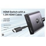 $15 JSAUX HDMI 2.0 Switcher 2 in 1 Out Aluminum...