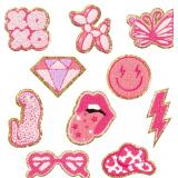 10Pcs Pink Preppy Iron on Patches for Girls Y2K Ch