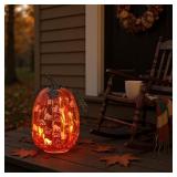 $20 LED Glass Halloween Pumpkin, 10 inch, Light-Up