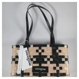 $29 Cocoglow Brown Cream Woven Shoulder Bag Medium