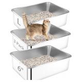 $60 Stainless Steel Litter Box, 3 Pack 19.7'x13.8'