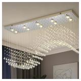 $300 Modern Rectangle Crystal Raindrop Chandelier: