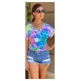 $24 GOOTUCH Womens Summer Tops Tie Dye Short Sleev