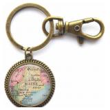 $7 QTY-2 Charming Keychain,Maine map Key Ring,...