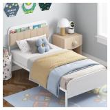 $107 Timy Kids Twin Bed Frame with Bookcase...