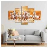Seven White Running Horses Modern Design Wall...