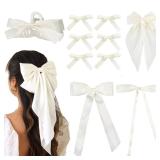 $10 10PCS Silk Satin Hair Bows Clips - Long...