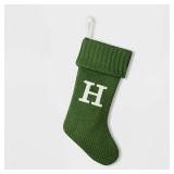 $8 Knit Monogram Christmas Stocking Green H -...
