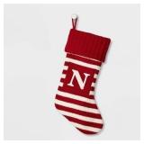 $8 Knit Striped Monogram Christmas Stocking N -...