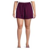 $18 Purple Oxford Plus Size Paperbag Belted...