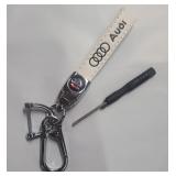$25 QTY-3 Audi White Leather Strap Keychain