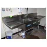 Stainless Steel 3-Bay Wash Sink, Approx. 96"W x