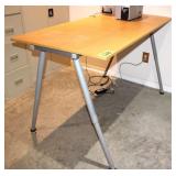 Desk, Metal Base Wood Top, Approx. 64"L x 31-1/2"W