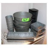 Lot of Small Galvanized Buckets, Napkin Holders,