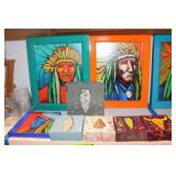 Assort. American Indian Themed Art on Canvas