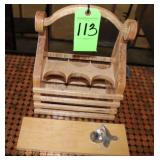 Wooden 6-Beer Bottle Tote w/Bottle Opener, Branded