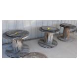 (3) Wooden Cable Spool Tables; (2) 32" Dia. x 25"H
