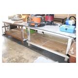 (2) Wooden Work Benches w/Metal Tops,