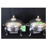 (2) Chafers, 5 Qt Round, Silver Plated