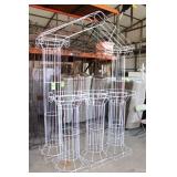 Arch & (3) Plant Stands, White Metal Wire,