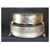 (2) Round Cake Stands, Silver Plated; 22" & 20"
