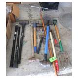 Lot of Sledge Hammers, Shovels Misc Tools As