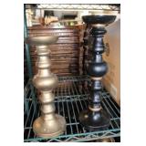 (14) Wooden Candle Holders (7) Gold, (7) Black