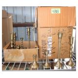 Lot of Mixed Tapered Candle Holders, Vintage Gold