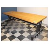 Custom Table Wooden Top Steel Base, Approx. 9'4'L