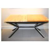 Custom Table Wood Top Metal Base, Approx. 5'W x