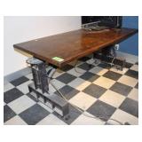 Custom Table Wooden Top Steel Base, Approx. 75'L