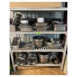 Shelf full of Stainless pans